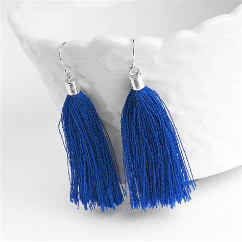 sterling silver drop tassel earrings.